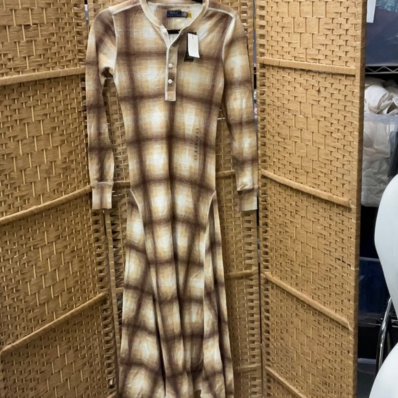 Polo Ralph Lauren Dresses & Skirts - Polo Ralph Lauren Brown and Cream Plaid Long Sleeve Dress